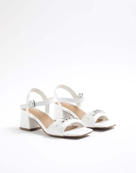 River Island Snaffle block heel sandals in white - view 1