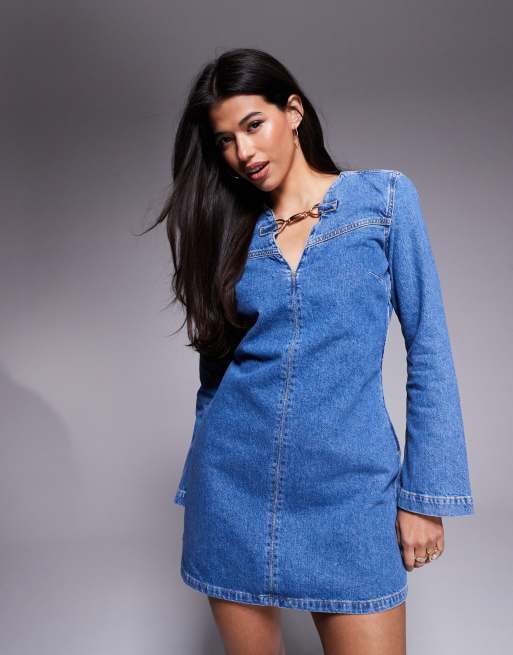 River Island snaffle detail dress in blue, 4 of 4