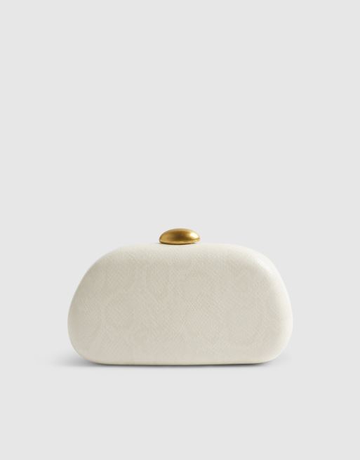 River Island Snake clutch bag in cream, 4 of 4