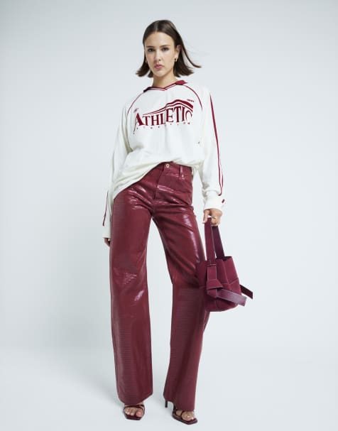 River Island - Snake - Jeans dritti comodi bordeaux - view 1