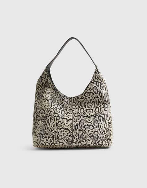 River Island Snake pony hair leather shoulder bag in beige - view 1