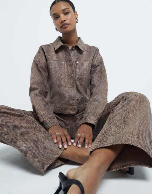 Snake print cropped jacket store