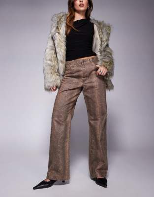 snake print jean in brown