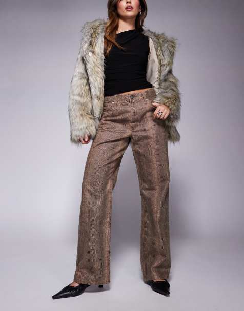River Island snake print jean in brown - view 1