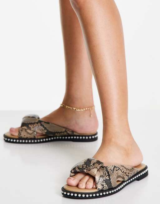 Snake print slide on sale sandals