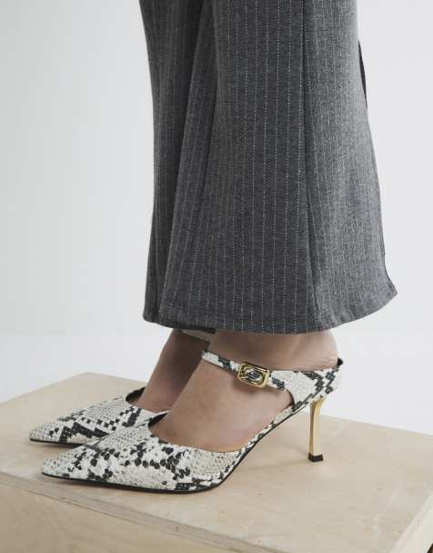 River Island Snake print pointed court shoes in grey - light - view 1
