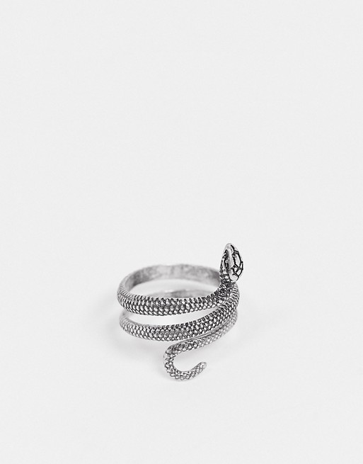 River Island snake wraparound ring in silver