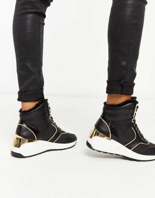 River Island Sneakers met sleehak en veters in zwart