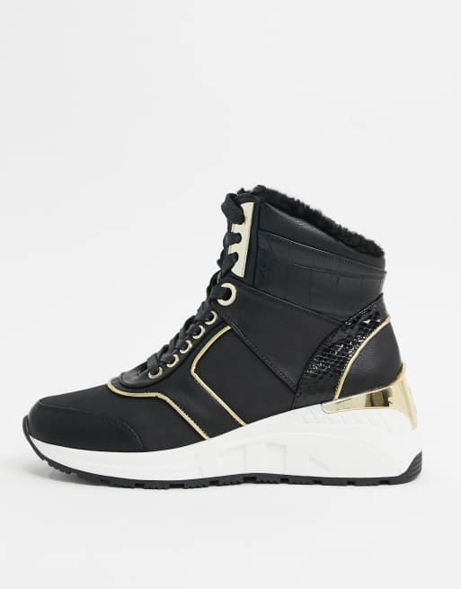 River Island Sneakers met sleehak en veters in zwart ASOS