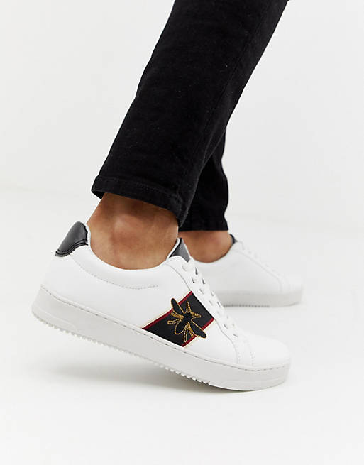 River Island sneakers with bee embroidery in white | ASOS