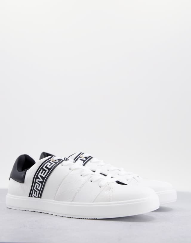 River Island sneakers with monogram stripe in white