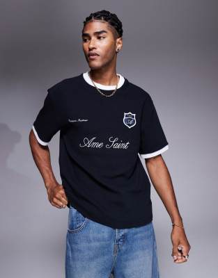 soccer ringer t-shirt in navy