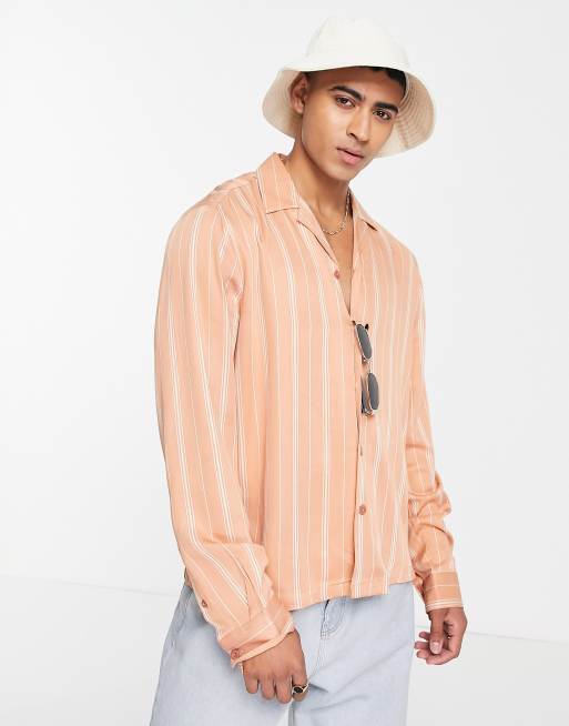 River Island - Soepel overhemd met lange mouwen, reverskraag en strepen in roze