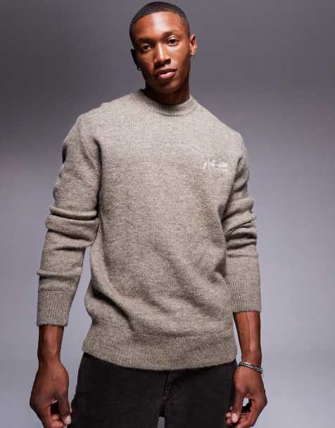 River Island soft knit graphic jumper in light brown - view 1