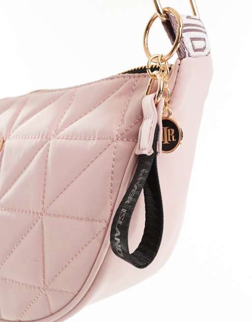 River Island Soft quilted cross body bag in pink medium