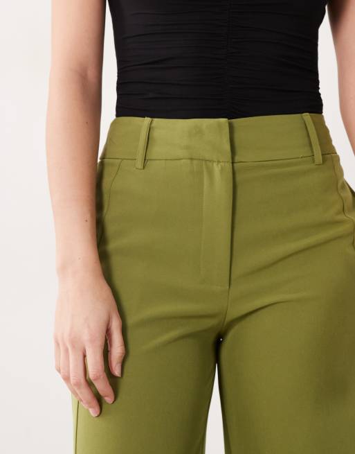 River Island soft tailored wide leg pants in khaki, 3 of 5