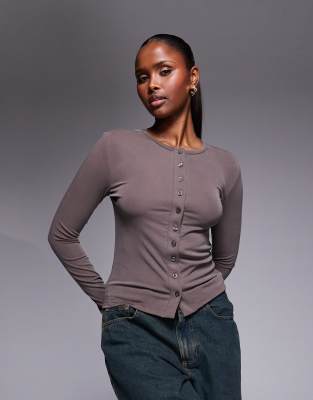 River Island Soft Touch Cardigan In Brown