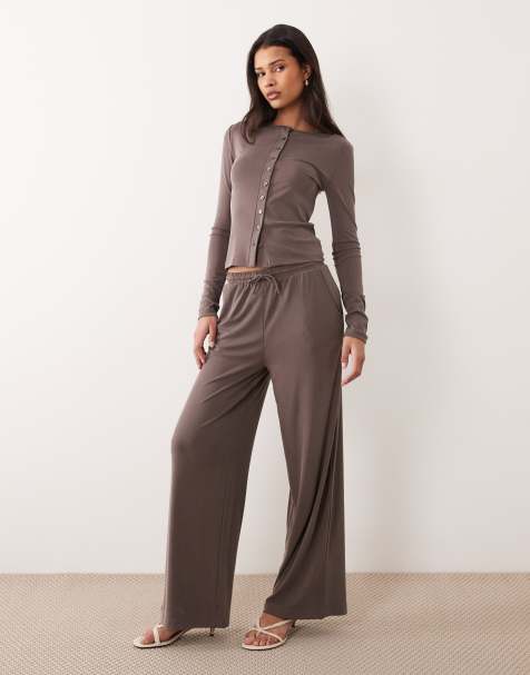 River Island soft touch co-ord in dark brown - view 1