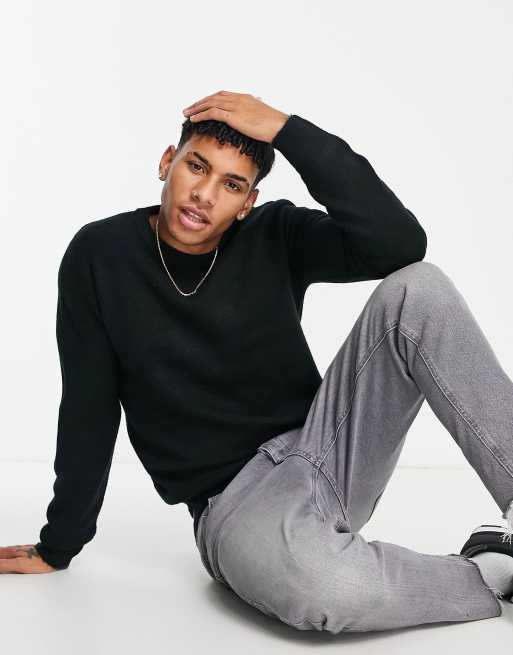 River Island soft touch knitted jumper in black | ASOS