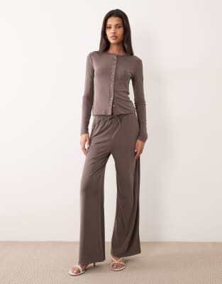 River Island Soft Touch Pants In Brown