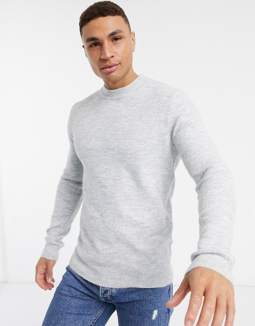 River island soft touch sweater in gray-Grey