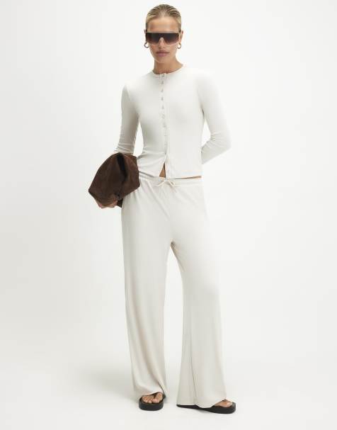 River Island Soft touch wide leg co-ord in cream - view 1
