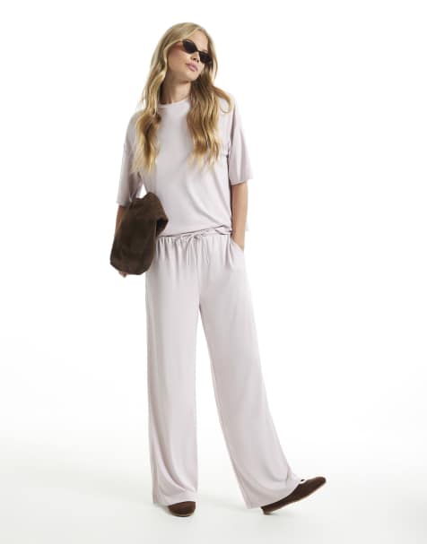 River Island Soft touch wide leg trousers in pink - view 1
