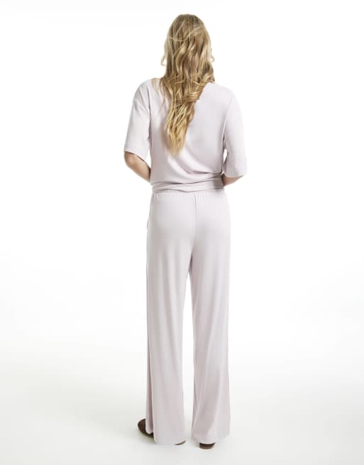 River Island Soft touch wide leg trousers in pink, 4 of 4