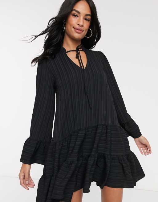 River Island - Sort blusekjole i krøllet stof