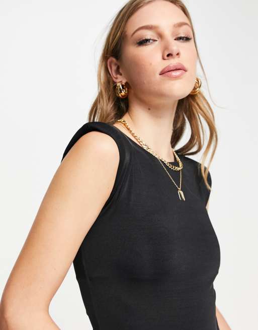 River Island - Sort bodystocking med skulderpuder