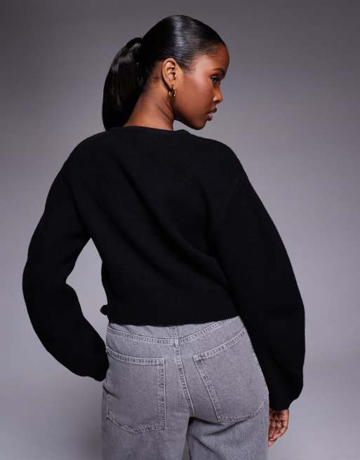 River Island - Sort cardigan med strukturerede ærmer, 2 af 4