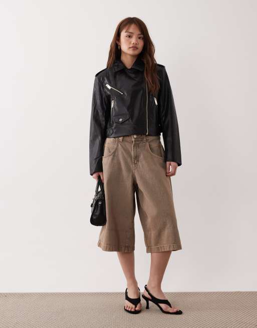 River Island - Sort cropped bikerjakke med bælte, 2 af 4