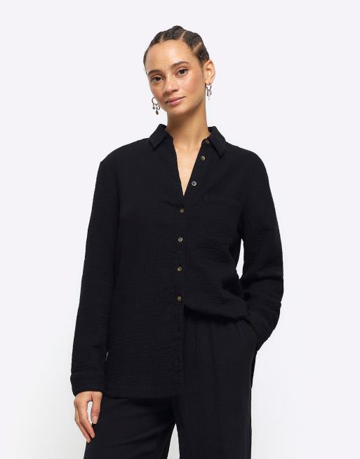 River Island - Sort hørskjorte - Del af sæt