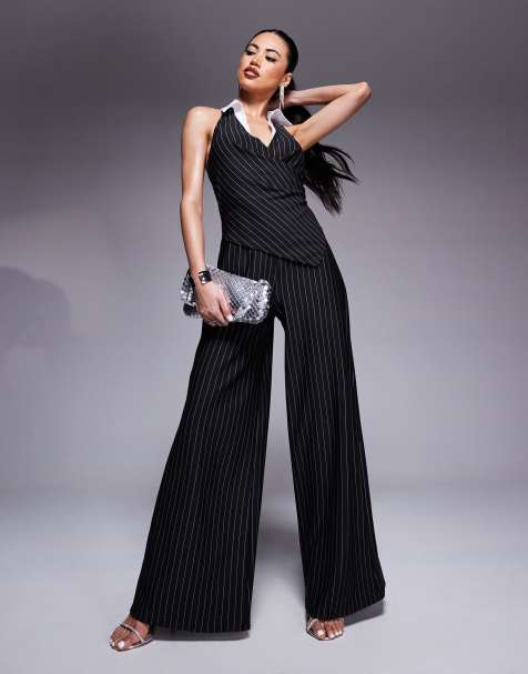 River Island - Sort jumpsuit med nålestriber - view 1
