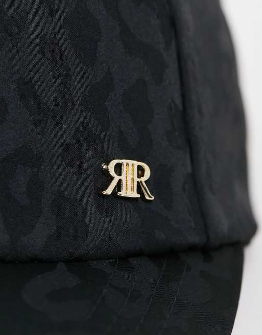 River Island - Sort kasket med leopardprint i jacquard, 3 af 4