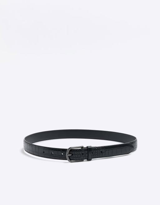 River Island - Sort kroko-bælte