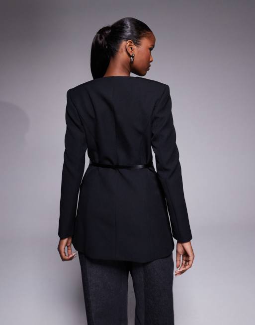 River Island - Sort oversized blazer med struktur, 4 af 4