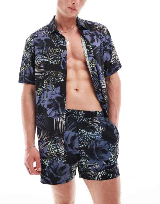 River Island - Sort skjorte med botanisk print - Del af sæt