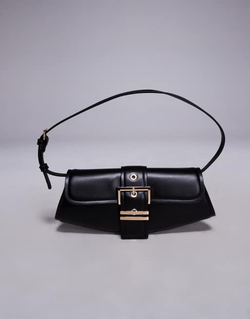 River Island - Sort skuldertaske med spænde foran, 4 af 4