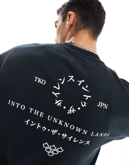 River Island - Sort sweatshirt med japansk cirkelprint