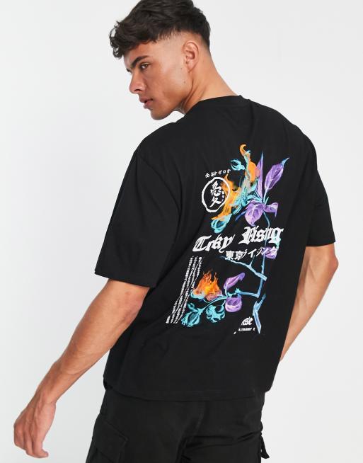 River Island - Sort T-shirt med Tokyo-print