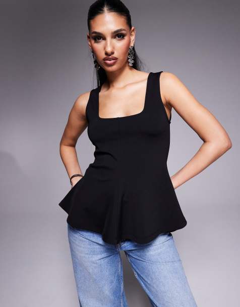 River Island - Sort top med paneler - view 1