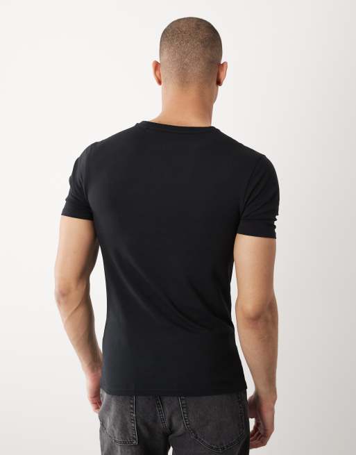 River Island - Sort tætsiddende T-shirt med V-hals, 5 af 5