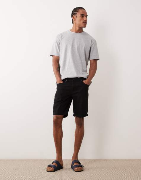 River Island - Sorte denimshorts i slim fit - view 1