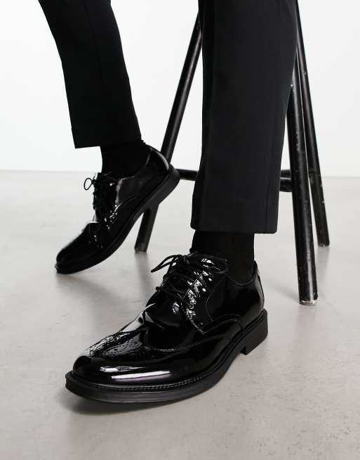 River Island - Sorte derby-brogues i lak