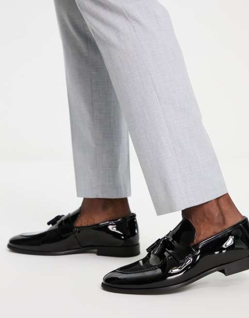 River Island - Sorte loafers i lak med kvaster