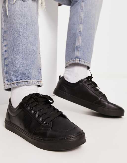 River Island - Sorte lærredssko med snørebånd