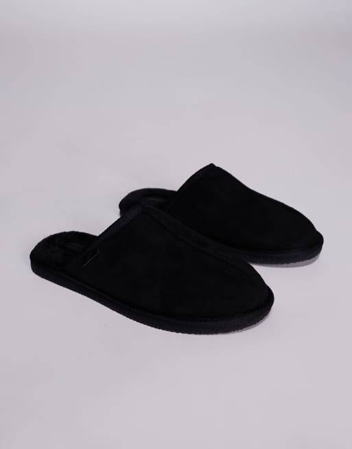 River Island - Sorte mule-hjemmesko med fleecefor, 2 af 4