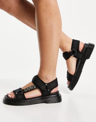 River Island - Sorte sandaler med stropper | ASOS