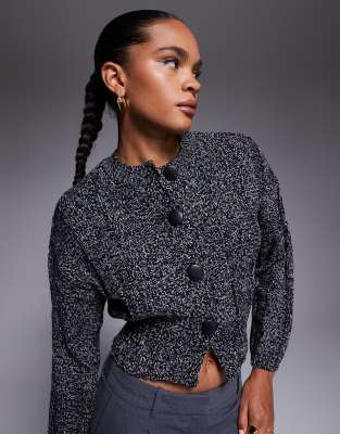 River Island Speckled Knit Cardigan In Black
